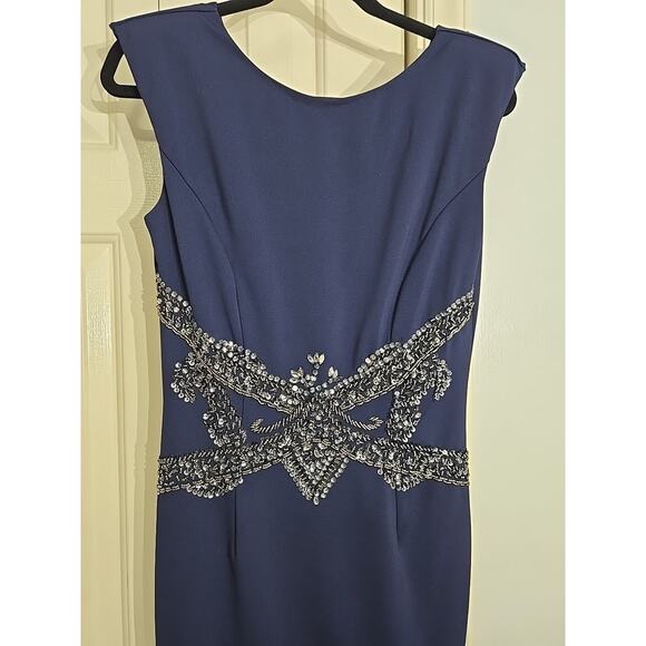 Midnight Blue Little Mistress London Highly Embellished Beaded Dress US 8 - Picture 1 of 9